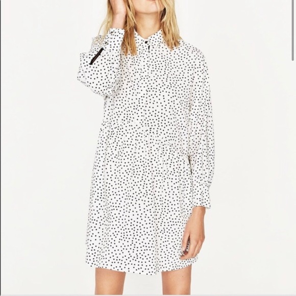 zara polka dot shirt dress